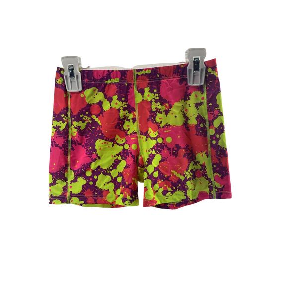 BCG Girls' Multicolored Neon Print Athletic Bike Shorts Youth Size Medium - Picture 1 of 3